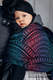 Ring Sling, Jacquard Weave (60% cotton, 28% merino wool, 8% silk, 4% cashmere), with gathered shoulder - PEACOCK'S TAIL - BLACK OPAL - standard 1.8m #babywearing