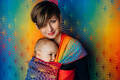 Żakardowa chusta do noszenia dzieci, bawełna - TĘCZOWY LOTOS - rozmiar XS #babywearing