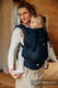 LennyPreschool Carrier, Preschool Size, jacquard weave (59% cotton, 41% merino wool) - PEACOCK'S TAIL - PITCH BLACK #babywearing