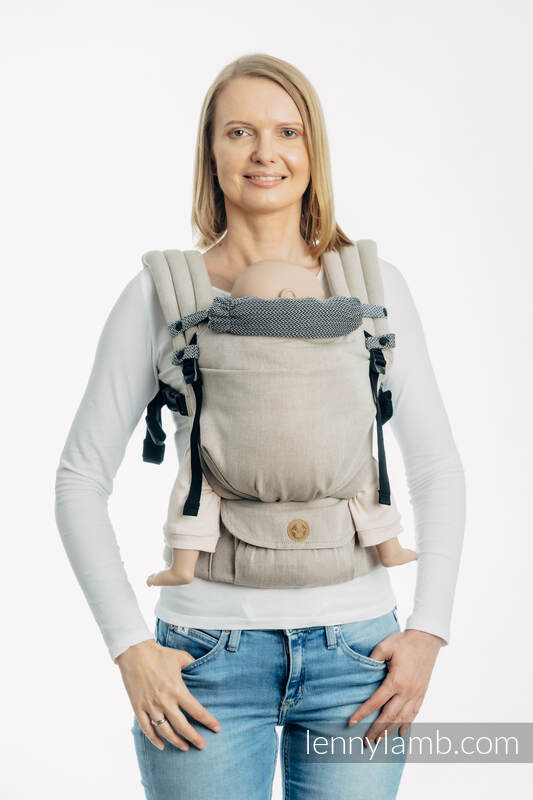 Baby carrier hood (100% cotton) - LITTLE HERRINGBONE OMBRE GREY #babywearing