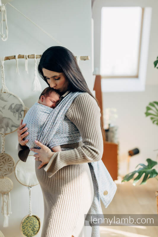 Zestaw na Baby Shower - Żakardowa chusta do noszenia dzieci - LITTLE LOVE - DESTINY i Miś z pieluszki #babywearing