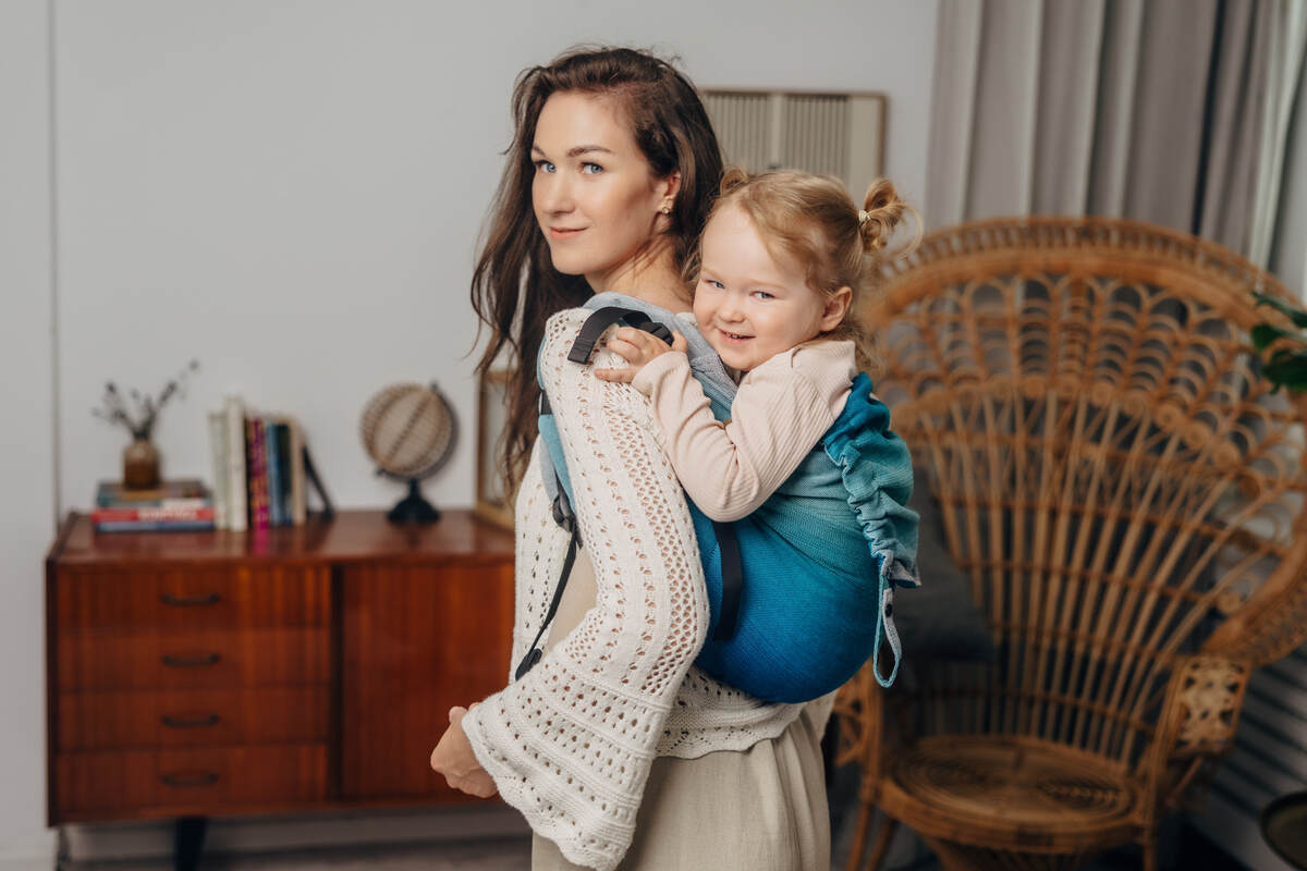 Lenny Buckle Onbuhimo PRO baby carrier, preschool size, broken-twill weave (100% cotton) - AIRGLOW #babywearing