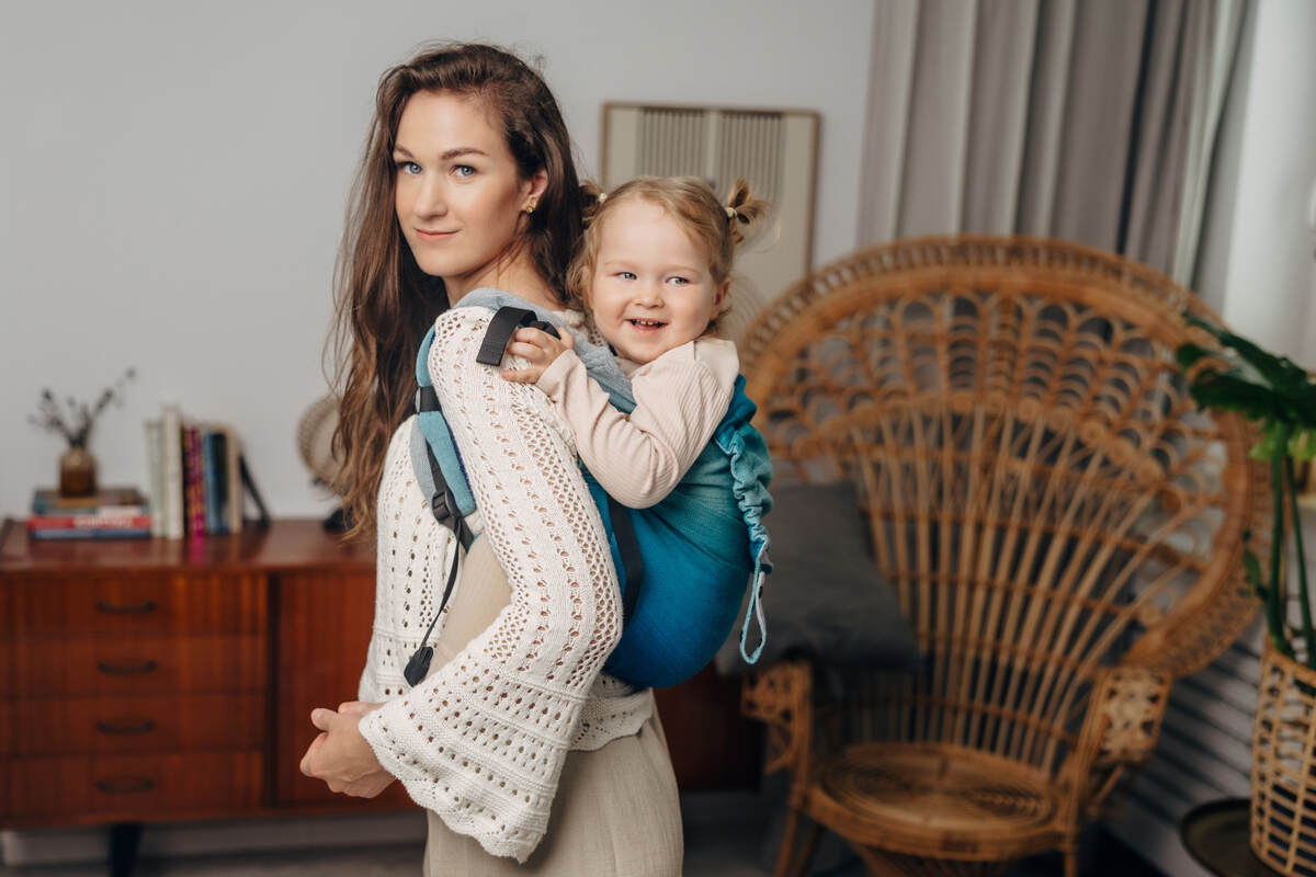 Lenny Buckle Onbuhimo PRO baby carrier, preschool size, broken-twill weave (100% cotton) - AIRGLOW #babywearing