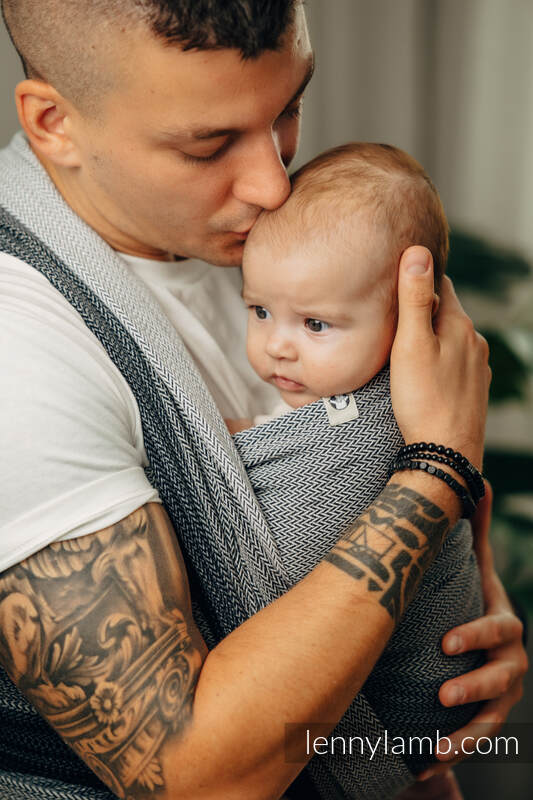 Fascia portabebè, tessitura spina di pesce (100% cotone) - LITTLE HERRINGBONE OMBRE GREY - taglia XS #babywearing