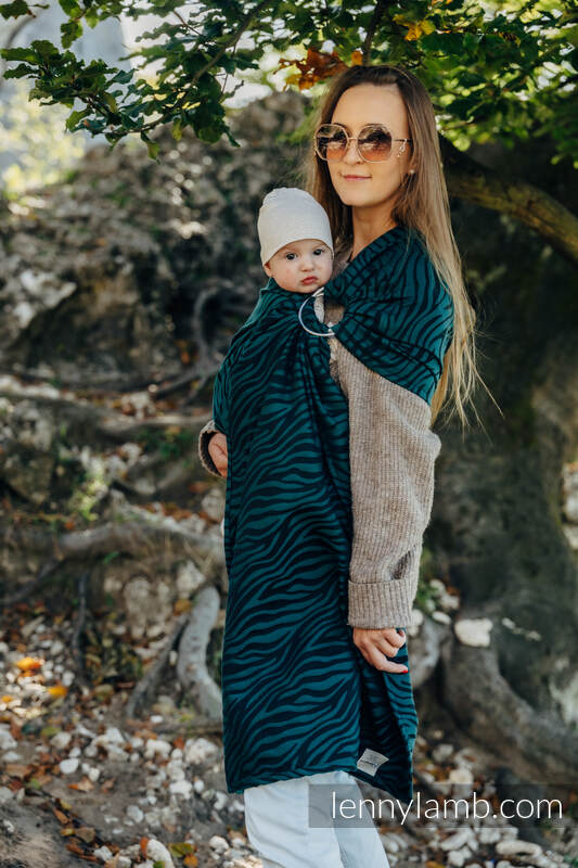 Ring Sling, Jacquard Weave (63% cotton, 37% merino wool), with gathered shoulder - ZEBRA - SAVANNA - standard 1.8m #babywearing