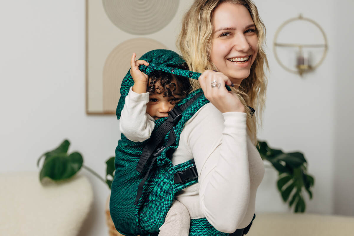 LennyPreschool Tragehilfe, Größe Preschool, Fischgrätmuster, 100% Baumwolle - EMERALD #babywearing