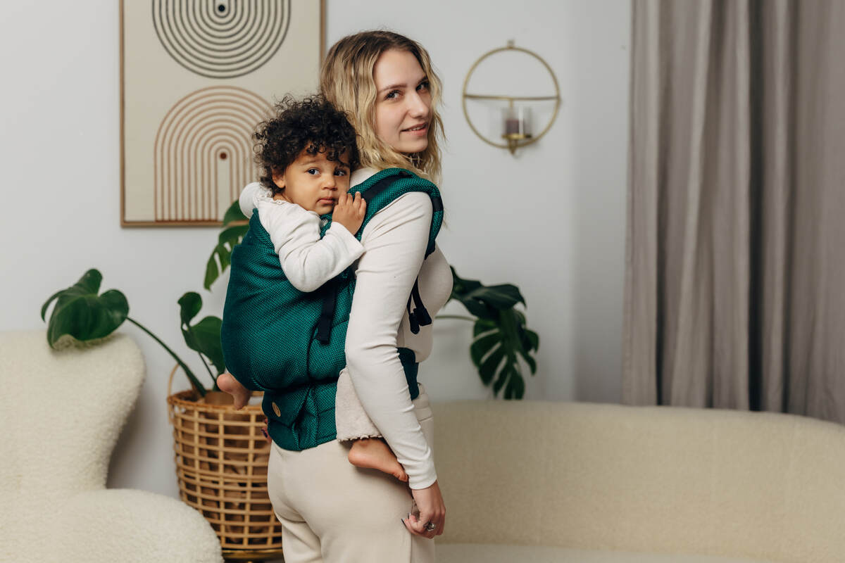 LennyPreschool Tragehilfe, Größe Preschool, Fischgrätmuster, 100% Baumwolle - EMERALD #babywearing