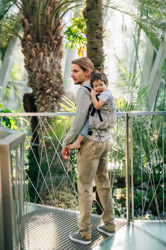 LennyPreschool Carrier, Preschool Size, jacquard weave (55% cotton, 45% TENCEL Lyocell) - HEXAFLOWERS - MIRROR #babywearing