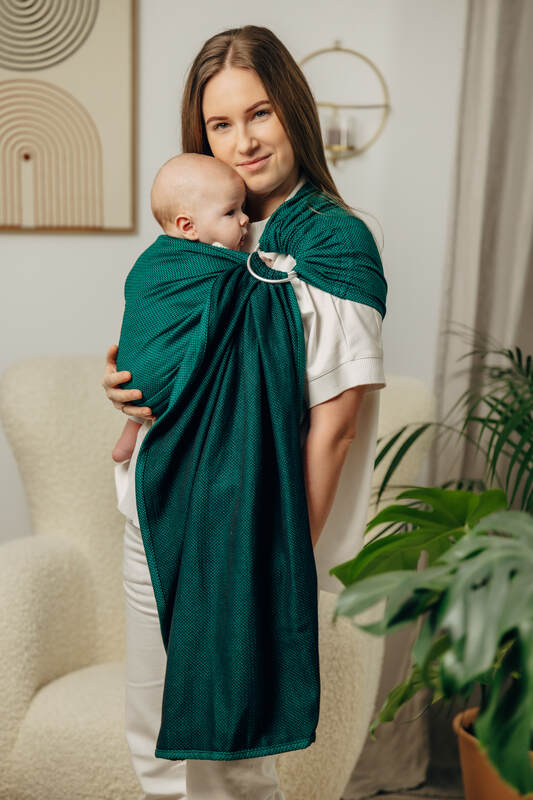 Ring Sling - EMERALD - 100% Cotton - Herringbone Weave -  with gathered shoulder - standard 1.8m #babywearing