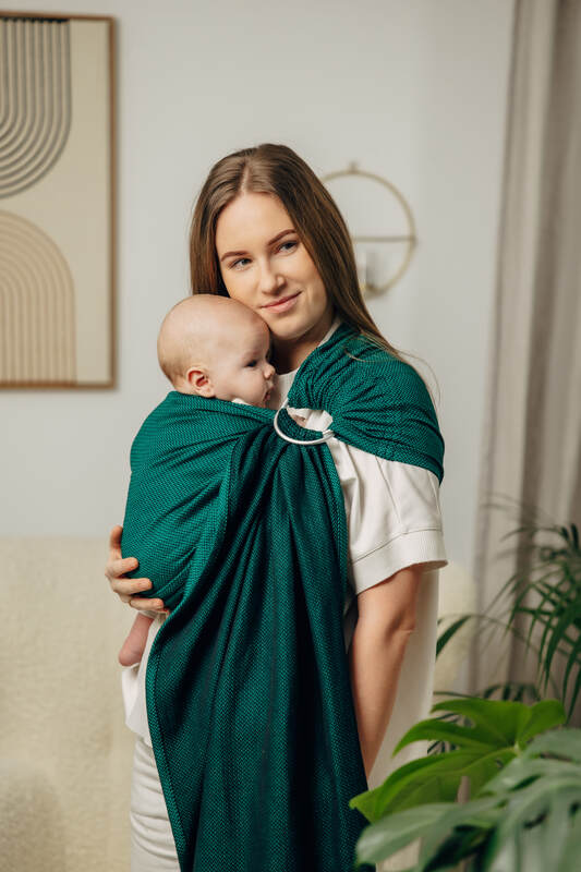 Ring Sling - EMERALD - 100% Cotton - Herringbone Weave -  with gathered shoulder - standard 1.8m #babywearing
