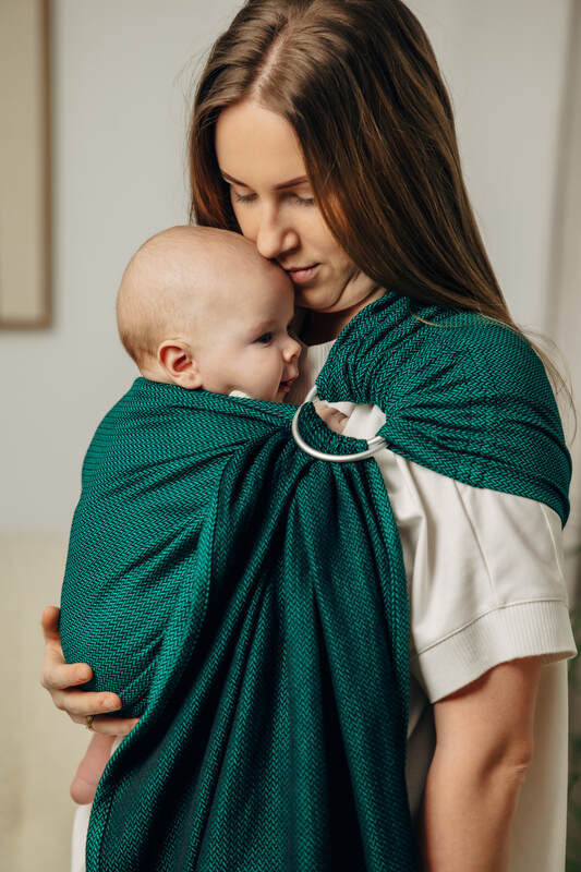 Ring Sling - EMERALD - 100% Cotton - Herringbone Weave -  with gathered shoulder - standard 1.8m #babywearing
