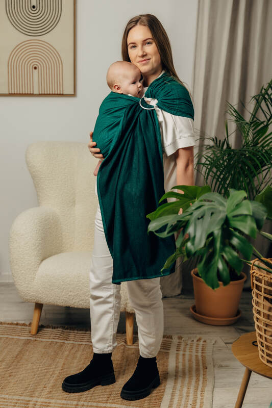 Ring Sling - EMERALD - 100% Cotton - Herringbone Weave -  with gathered shoulder - standard 1.8m #babywearing