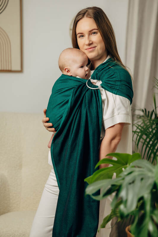 Ring Sling - EMERALD - 100% Cotton - Herringbone Weave -  with gathered shoulder - standard 1.8m #babywearing