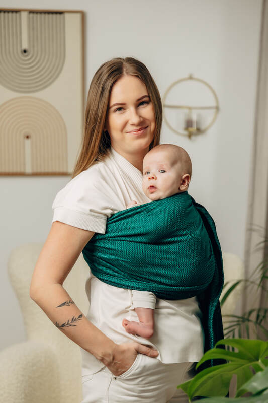 Ring Sling - EMERALD - 100% Cotton - Herringbone Weave -  with gathered shoulder - standard 1.8m #babywearing