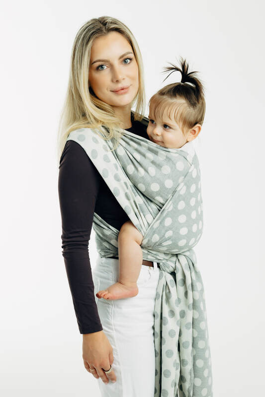 Baby Wrap, Jacquard Weave (100% cotton) - POLKA DOTS - PLOP - size S (grade B) #babywearing