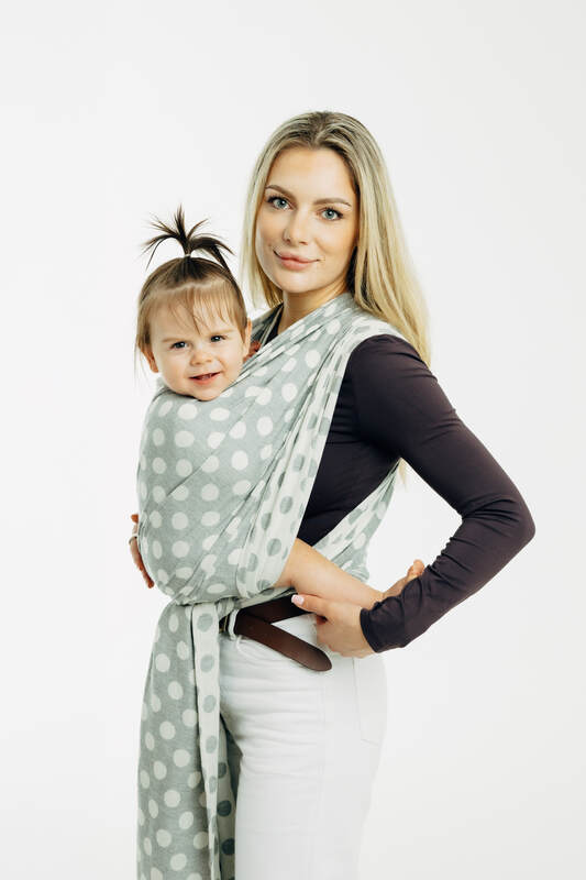 Baby Wrap, Jacquard Weave (100% cotton) - POLKA DOTS - PLOP - size S (grade B) #babywearing
