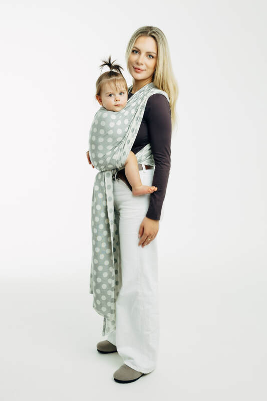 Baby Wrap, Jacquard Weave (100% cotton) - POLKA DOTS - PLOP - size S (grade B) #babywearing