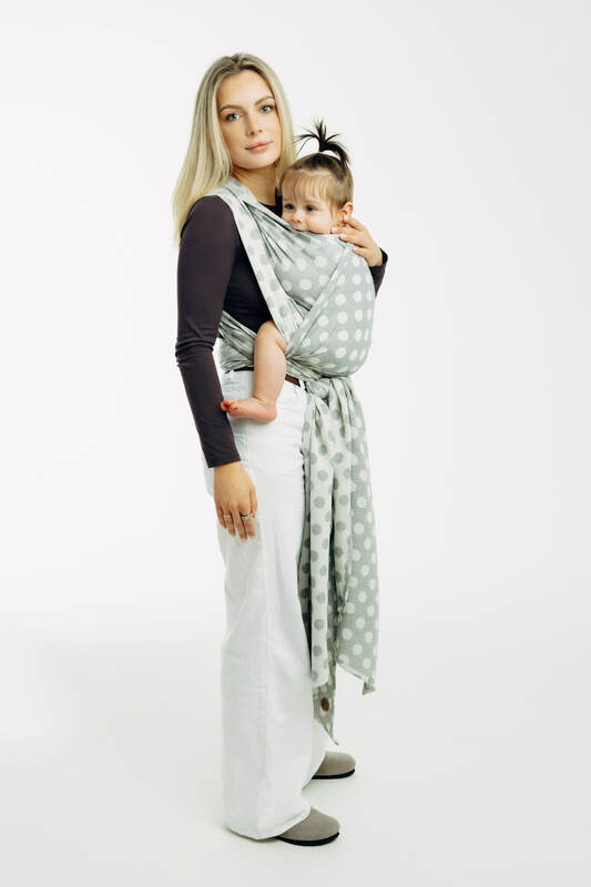 Baby Wrap, Jacquard Weave (100% cotton) - POLKA DOTS - PLOP - size S (grade B) #babywearing