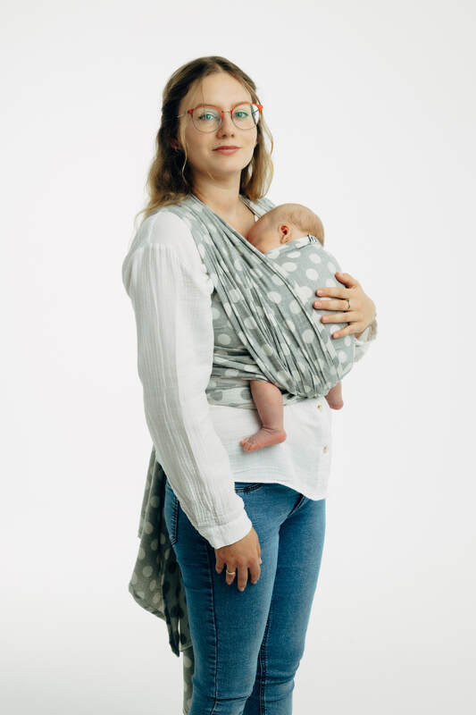 Baby Wrap, Jacquard Weave (100% cotton) - POLKA DOTS - PLOP - size S (grade B) #babywearing