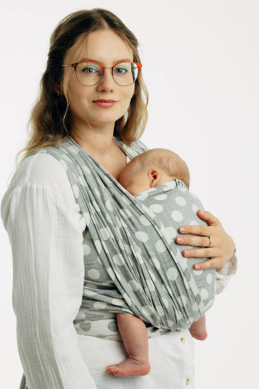 Baby Wrap, Jacquard Weave (100% cotton) - POLKA DOTS - PLOP - size S (grade B) #babywearing
