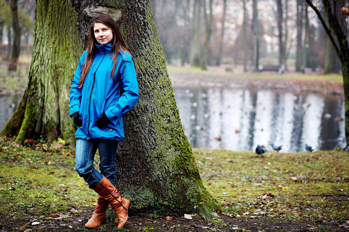 Babywearing Coat - size L - blue #babywearing