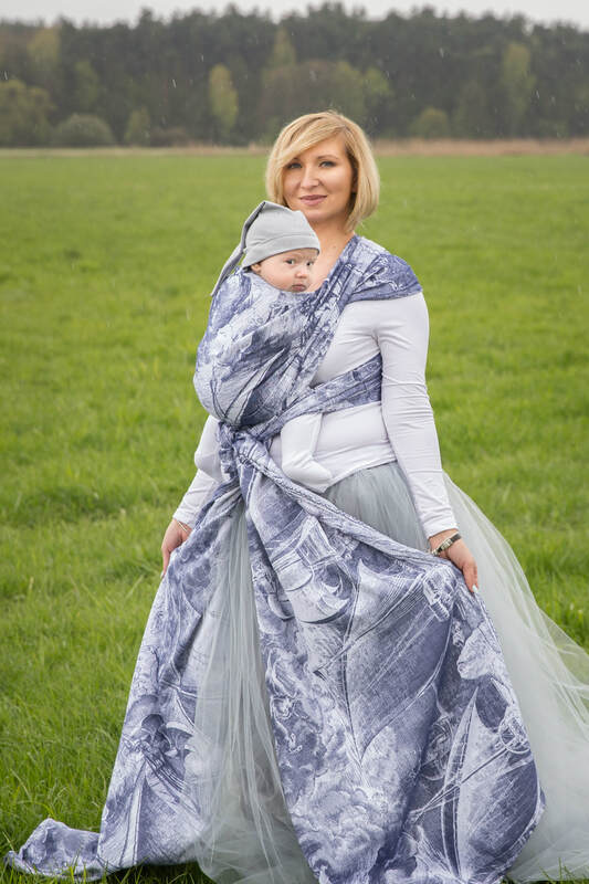 Baby Wrap, Jacquard Weave (100% cotton) - GALLEONS NAVY BLUE & WHITE - size XS #babywearing