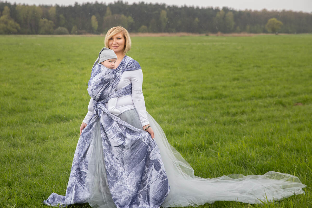 Baby Wrap, Jacquard Weave (100% cotton) - GALLEONS NAVY BLUE & WHITE - size XS #babywearing