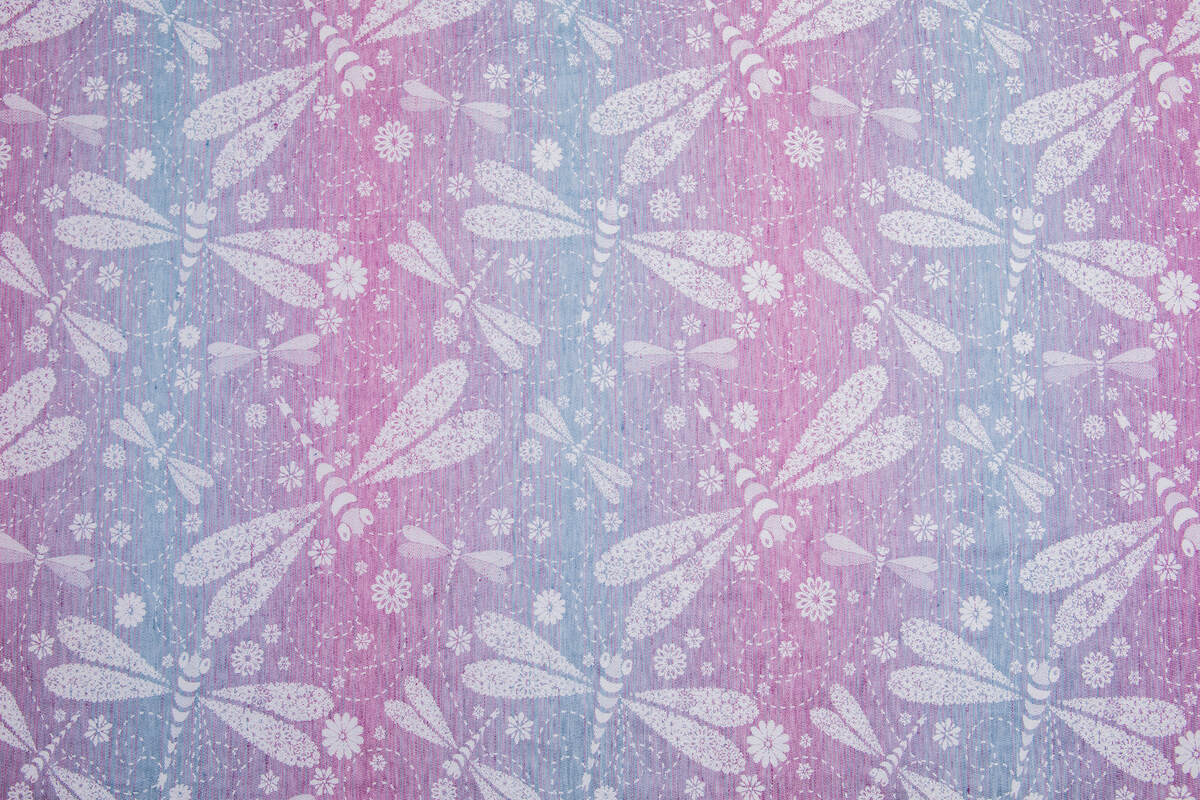 Baby Wrap, Jacquard Weave (60% cotton, 40% linen) - DRAGONFLY LAVENDER - size M #babywearing