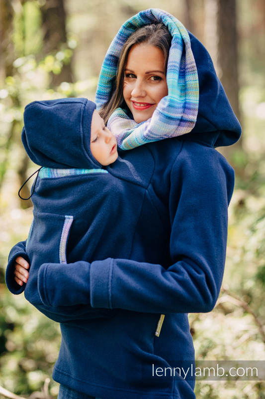 Fleece Babywearing Sweatshirt 2.0 - size L - navy blue with Little Herringbone Petrea (grade B) #babywearing