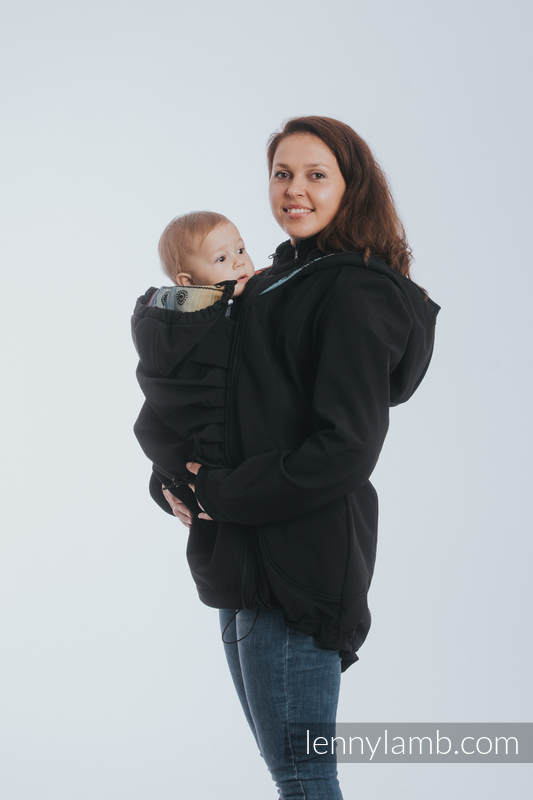 Giubbotto Babywearing - Softshell - Nero con Rainbow Lace Dark - taglia 6XL #babywearing