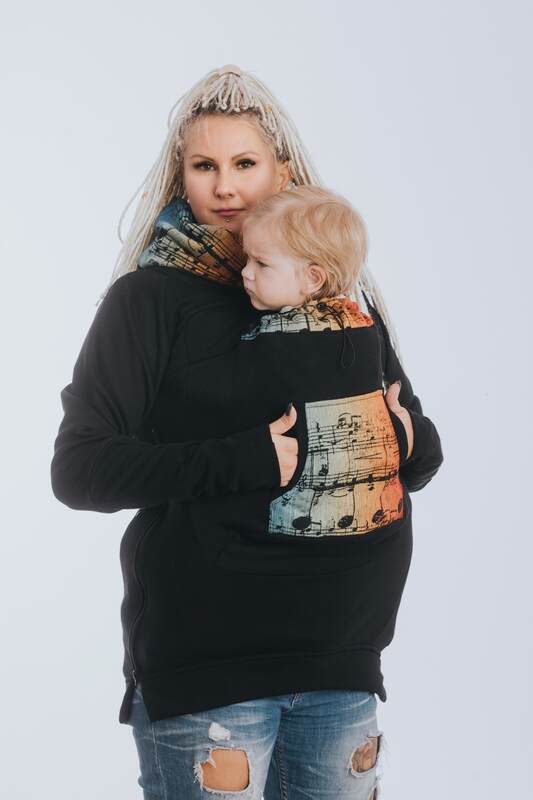 Babywearing Sweatshirt 3.0 - Black with Symphony Rainbow Dark - size 4XL #babywearing