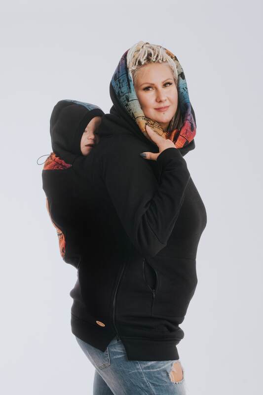 Babywearing Sweatshirt 3.0 - Black with Symphony Rainbow Dark - size 4XL #babywearing