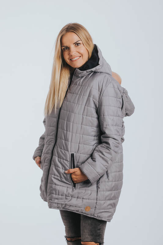 Dwustronna kurtka do noszenia - Parka - rozmiar 4XL - Czarna - Szara #babywearing