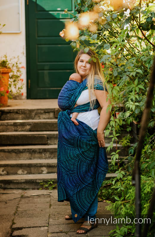 Żakardowa chusta do noszenia dzieci, bawełna - PAWI OGON - PROWANSJA - rozmiar M #babywearing