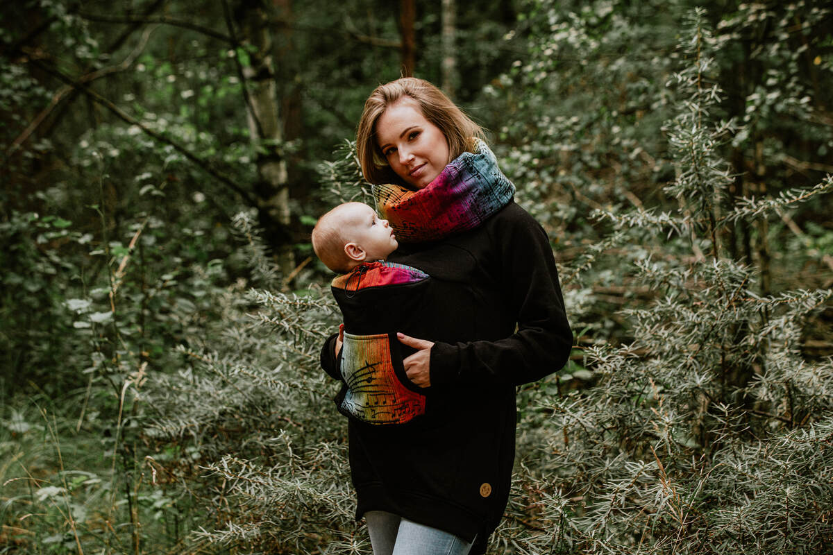 Babywearing Sweatshirt 3.0 - Black with Symphony Rainbow Dark - size 4XL #babywearing
