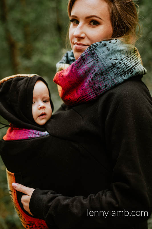Felpa per babywearing 3.0 - Nero con  Symphony Rainbow Dark - taglia L #babywearing