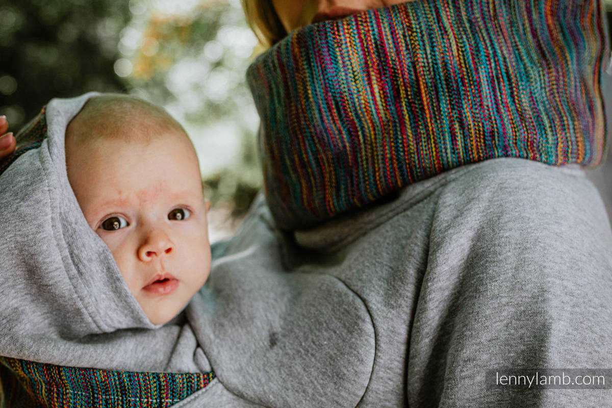 Bluza do noszenia dzieci 3.0 - Szary Melanż z Kolorowym Wiatrem - rozmiar L #babywearing