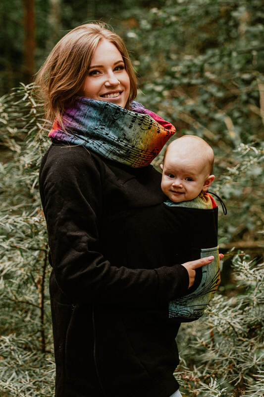 Babywearing Sweatshirt 3.0 - Black with Symphony Rainbow Dark - size 4XL #babywearing