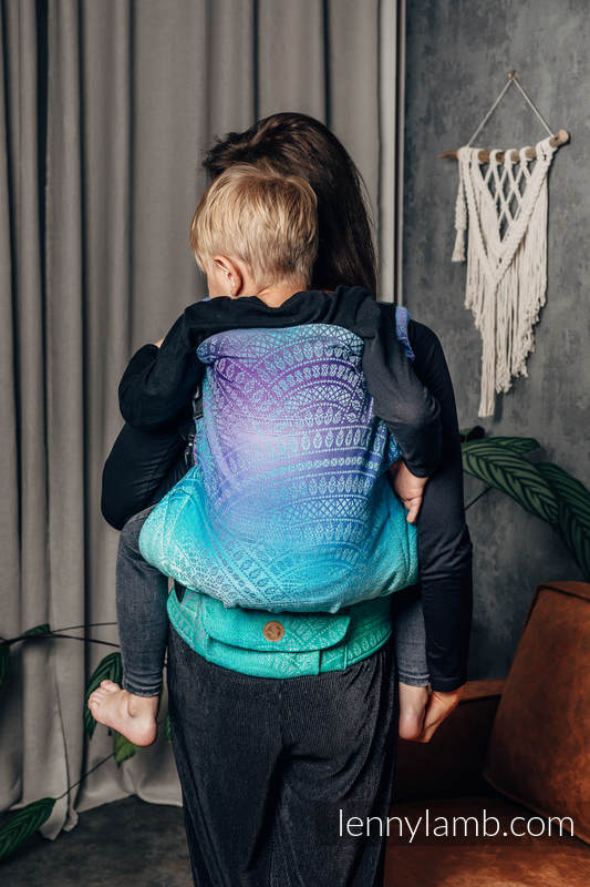 LennyPreschool Carrier, Preschool Size, jacquard weave 100% cotton - PEACOCK'S TAIL - FANTASY #babywearing