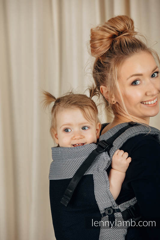 Marsupio LennyUpGrade Mesh, misura Standard, tessitura spina di pesce, (75% cotone, 25% poliester) - LITTLE HERRINGBONE OMBRE GREY #babywearing