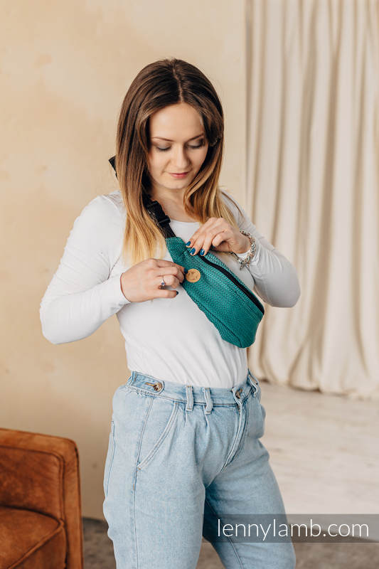 Saszetka z tkaniny chustowej, (100% bawełna) - MAŁA JODEŁKA OMBRE ZIELEŃ  #babywearing