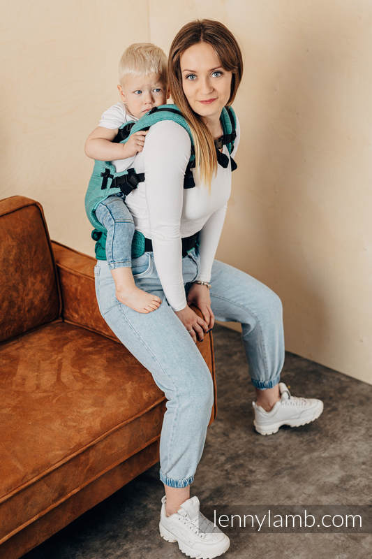 Nosidełko LennyUpGrade, splot jodełkowy, 100% bawełna , rozmiar standard - MAŁA JODEŁKA OMBRE ZIELEŃ  #babywearing