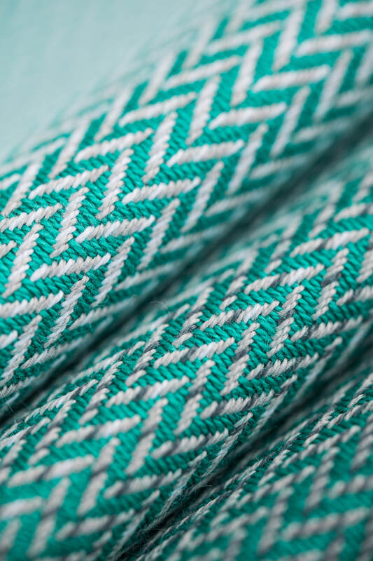 Tragetuch, Fischgrätmuster (100% Baumwolle) - LITTLE HERRINGBONE OMBRE GREEN - Größe M #babywearing