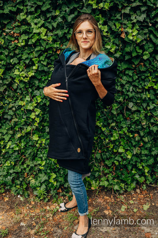 Asymetryczna Bluza - Czarna z Tęczowy Lotos - rozmiar S #babywearing