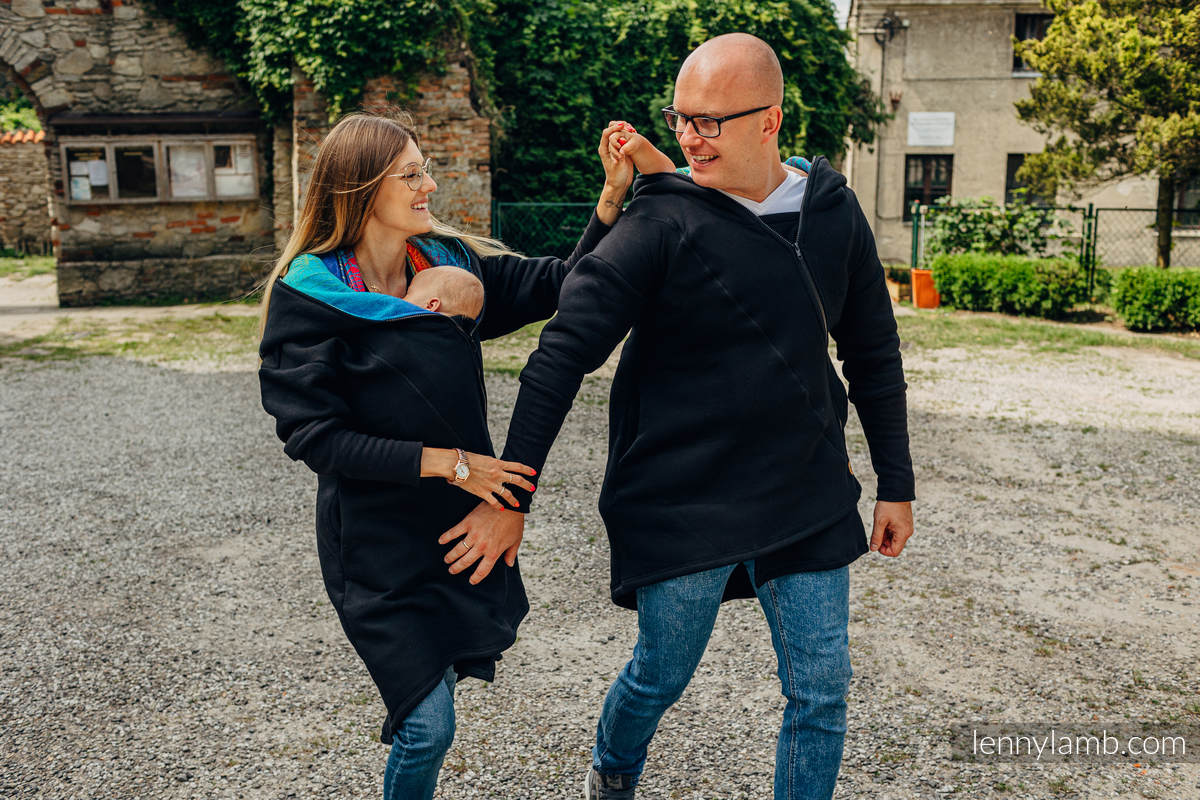 Asymetryczna Bluza - Czarna z Tęczowy Lotos - rozmiar S #babywearing