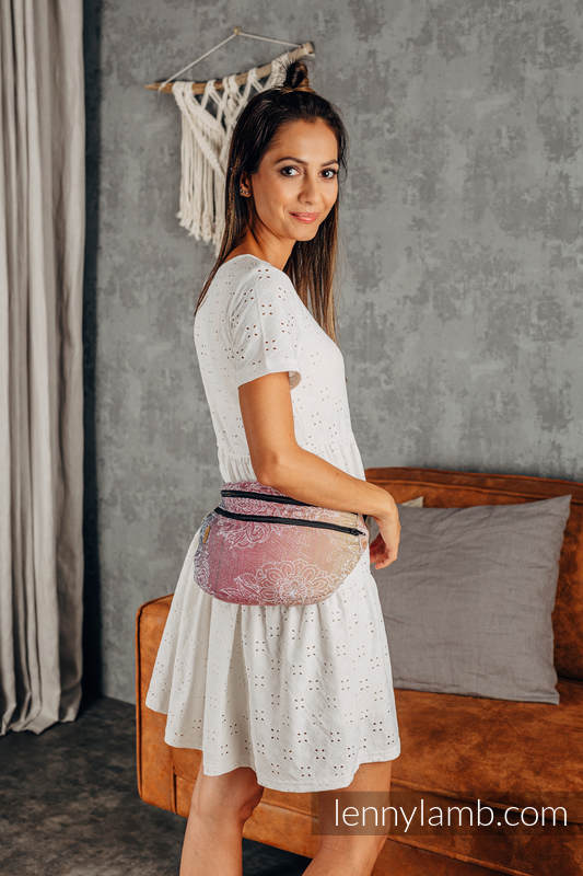 Waist Bag made of woven fabric, size large (100% cotton) - WILD WINE - VINEYARD #babywearing