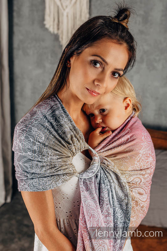 Ring Sling, Jacquard Weave (100% cotton), with gathered shoulder - WILD WINE - VINEYARD - standard 1.8m #babywearing