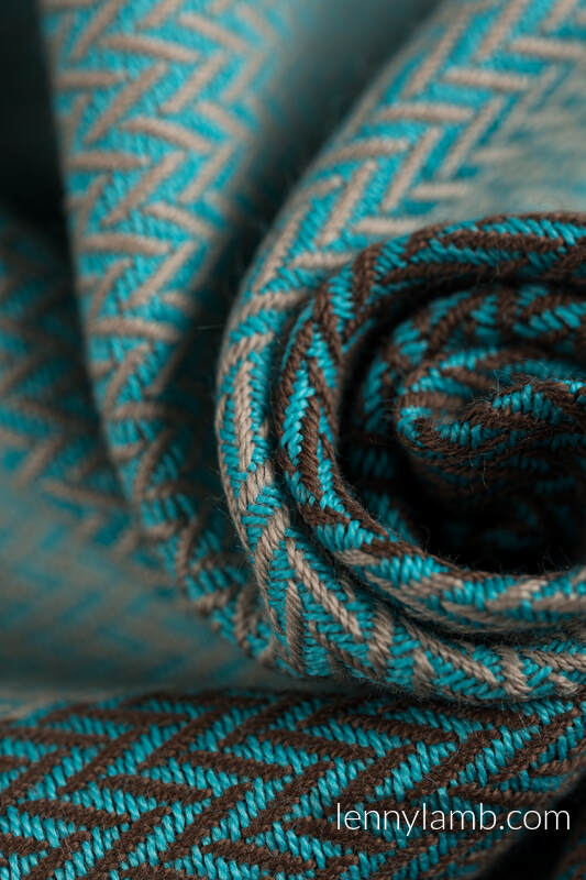 Moja pierwsza chusta kółkowa do noszenia dzieci, tkana splotem jodełkowym, bawełna, ramię bez zakładek - MAŁA JODEŁKA BABY MINT - standard 1.8m #babywearing