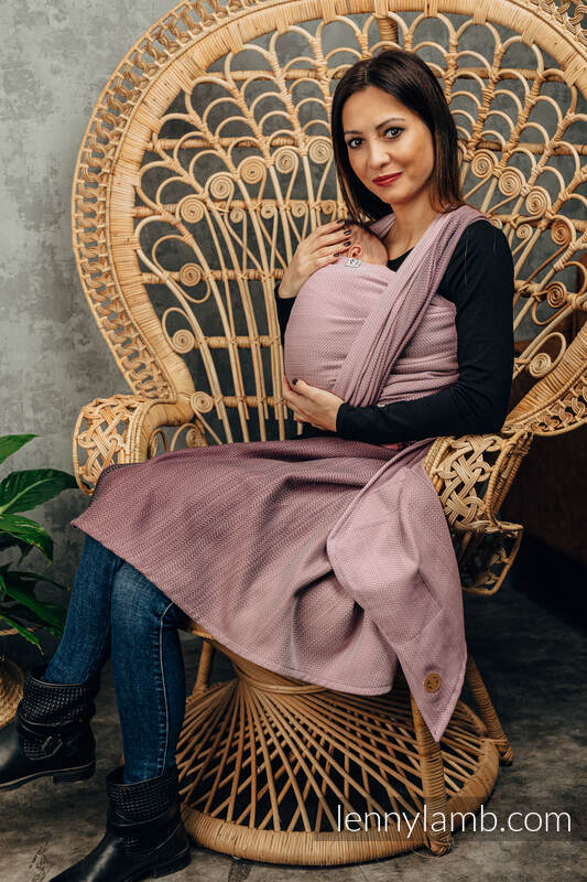 Chusta do noszenia dzieci, tkana splotem jodełkowym, bawełna - MAŁA JODEŁKA OMBRE RÓŻ - rozmiar S #babywearing
