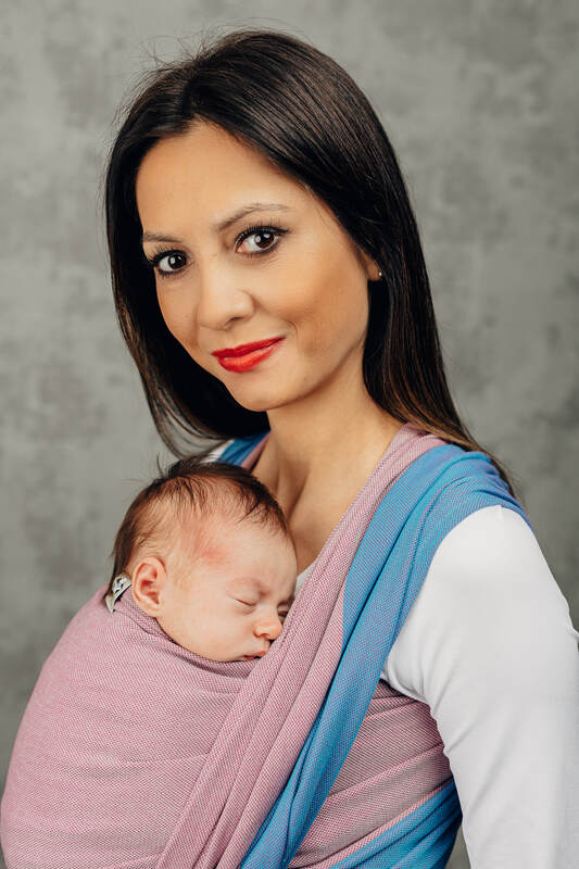 Vevd bæresjal, Størrelse Størrelse 5 (S - 4,2 m), MY FIRST - FLUORITE (Andre sortering) #babywearing